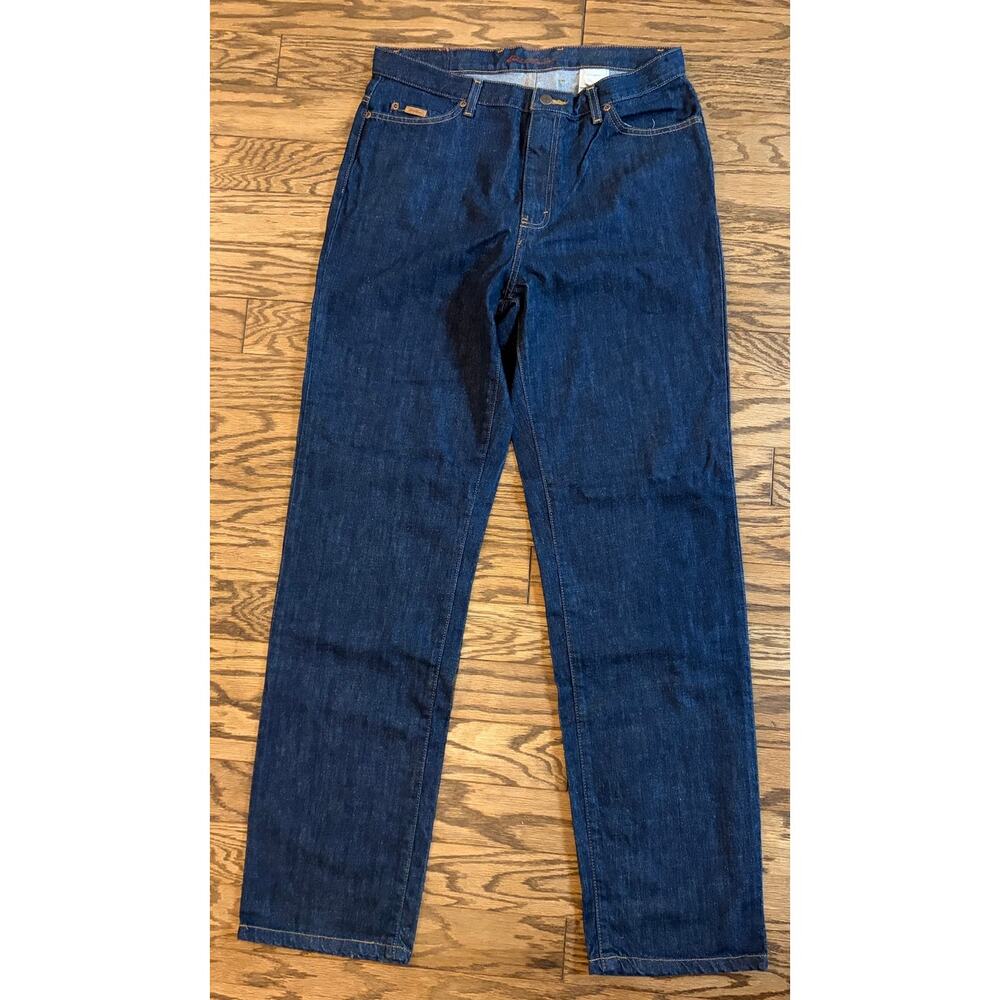 Eddie Bauer Premium Denim Jeans Women Tall 14 Dark Wash Straight Leg 100% Cotton